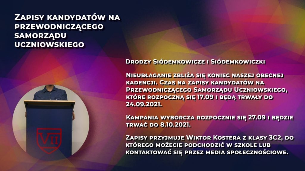 Wybory na przewodniczącego samorządu uczniowskiego w roku szkolnym 2021/22